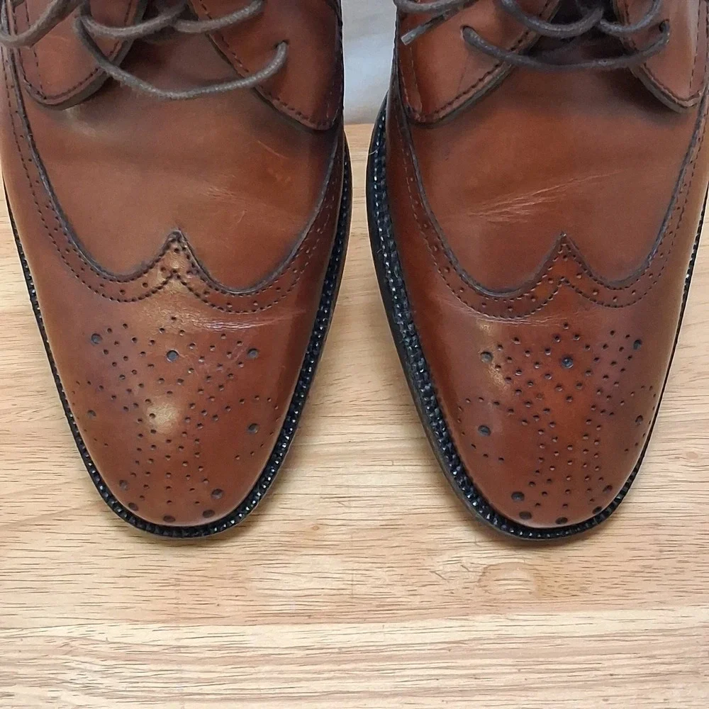 Johnston & Murphy Signature Series Men 10.5W Brown Wingtip Oxford Dress Shoes